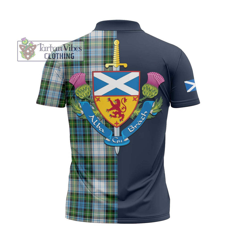 Tartan Vibes Clothing Campbell Dress Tartan Zipper Polo Shirt with Scottish Lion Royal Arm Half Style