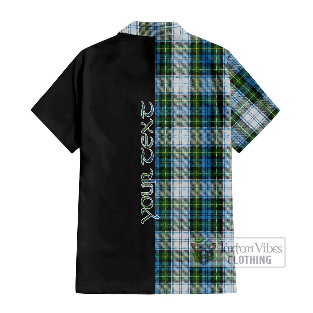 Campbell Dress Tartan Short Sleeve Button Shirt with Family Crest and Half Of Me Style - Tartanvibesclothing Shop