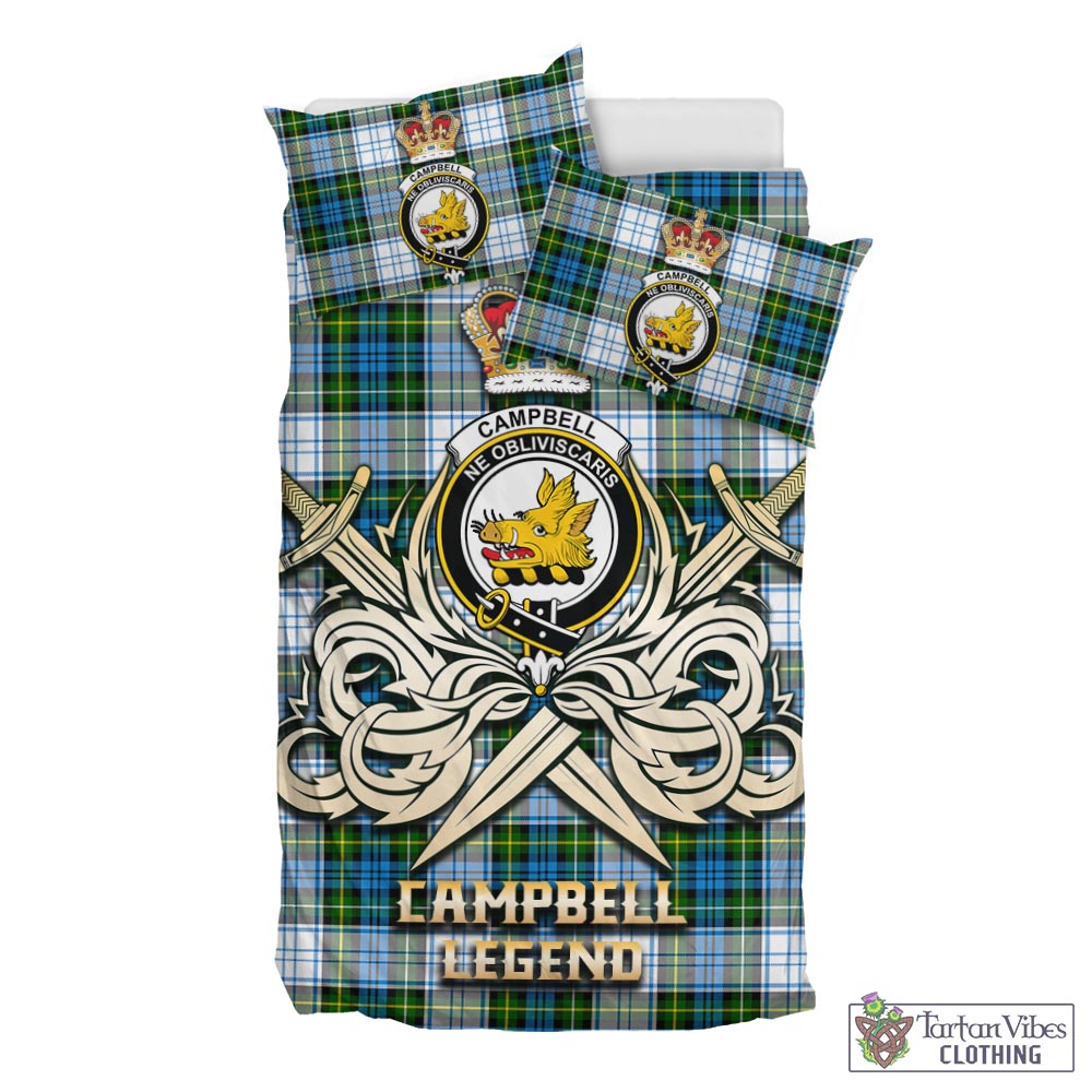 Tartan Vibes Clothing Campbell Dress Tartan Bedding Set with Clan Crest and the Golden Sword of Courageous Legacy