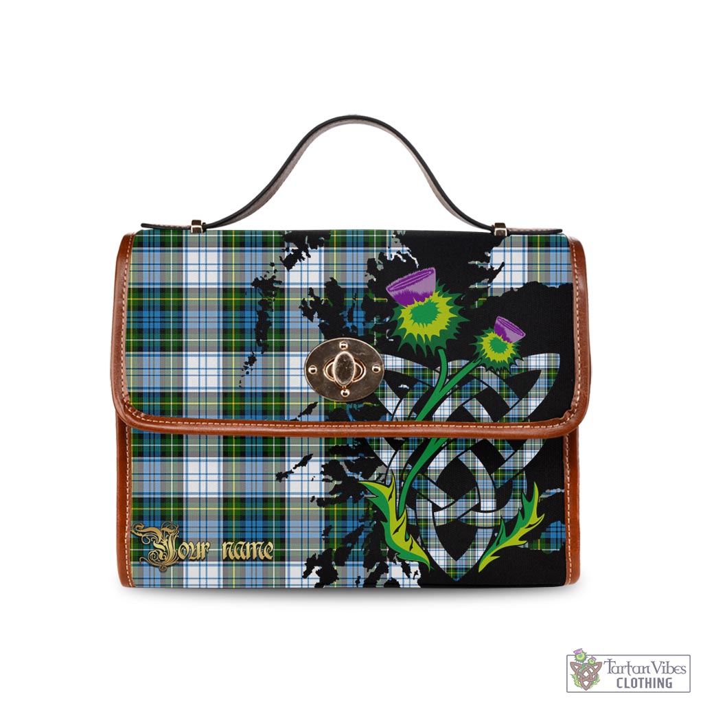 Tartan Vibes Clothing Campbell Dress Tartan Waterproof Canvas Bag with Scotland Map and Thistle Celtic Accents