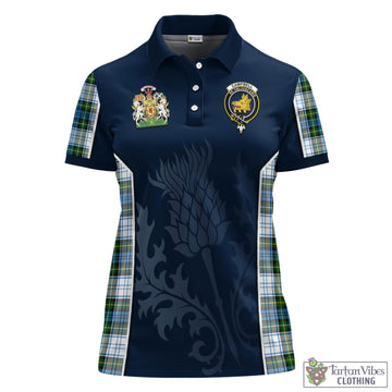 Campbell Dress Tartan Women's Polo Shirt with Family Crest and Scottish Thistle Vibes Sport Style