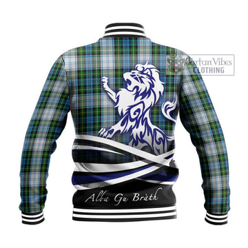 Campbell Dress Tartan Baseball Jacket with Alba Gu Brath Regal Lion Emblem