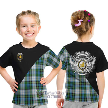 Campbell Dress Tartan Kid T-Shirt with Family Crest and Military Logo Style