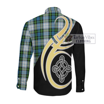 Campbell Dress Tartan Long Sleeve Button Shirt with Family Crest and Celtic Symbol Style