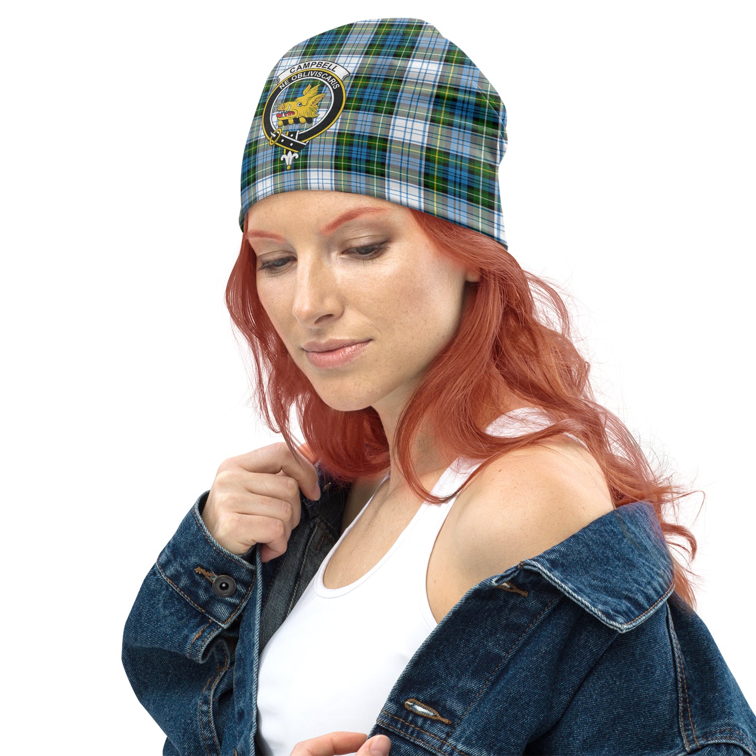 Campbell Dress Tartan Beanies Hat with Family Crest - Tartan Vibes Clothing