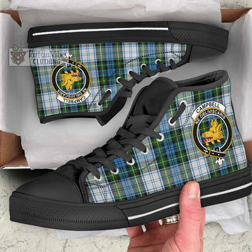 Campbell Dress Tartan High Top Shoes with Family Crest