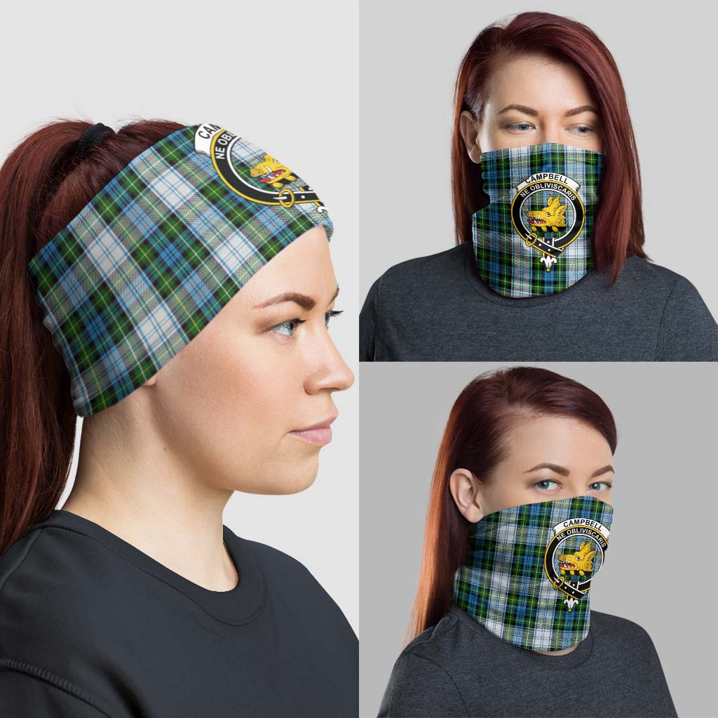 Campbell Dress Tartan Neck Gaiters, Tartan Bandanas, Tartan Head Band with Family Crest