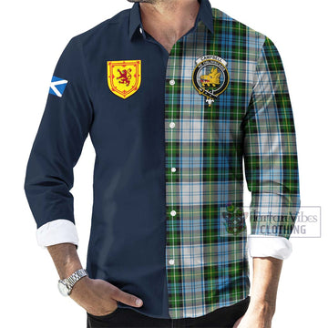 Campbell Dress Tartan Long Sleeve Button Shirt with Scottish Lion Royal Arm Half Style