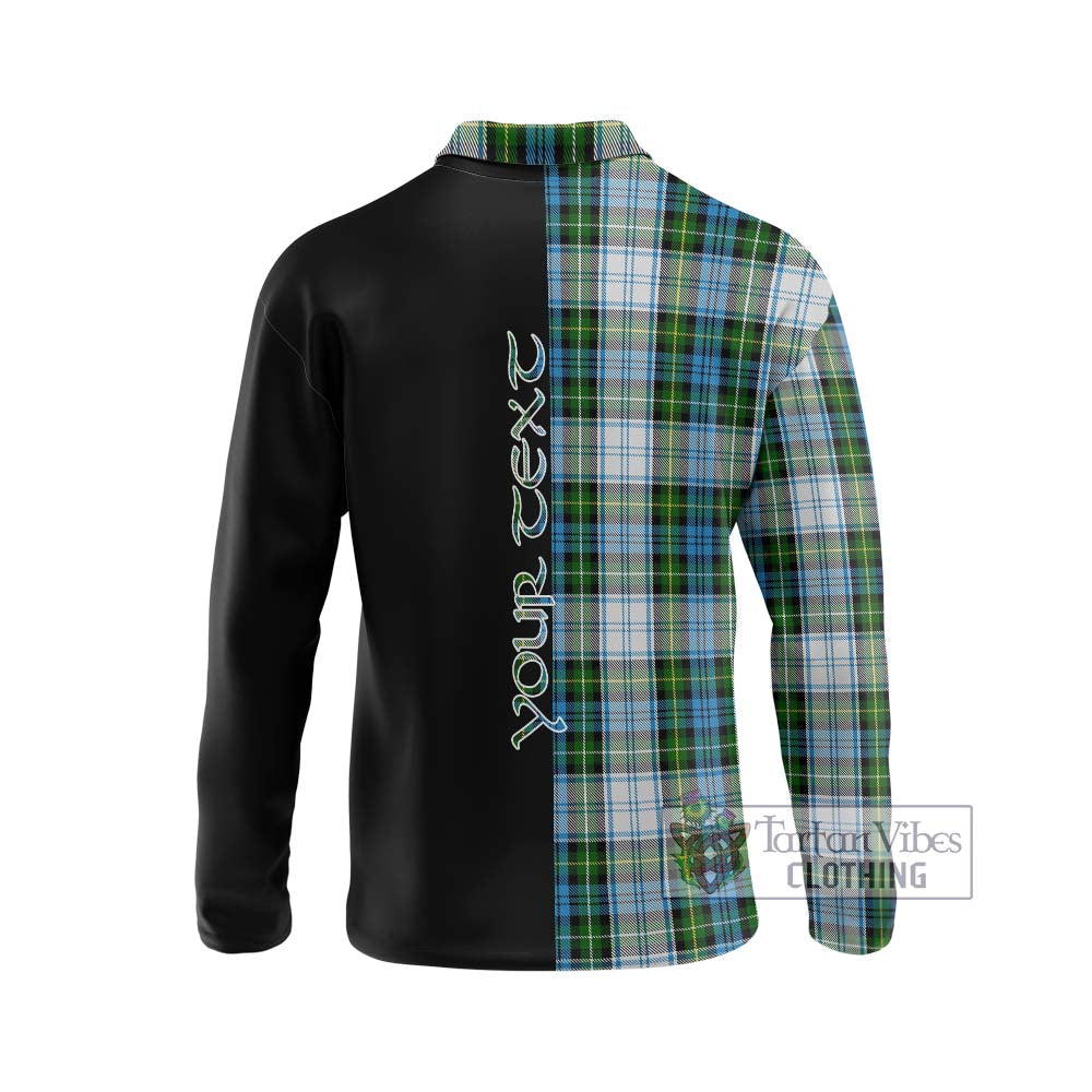 Campbell Dress Tartan Long Sleeve Polo Shirt with Family Crest and Half Of Me Style - Tartanvibesclothing Shop