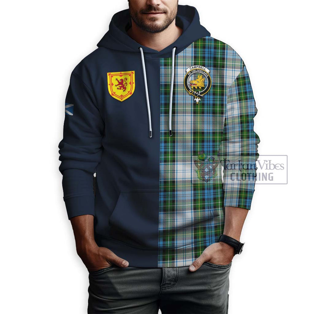 Tartan Vibes Clothing Campbell Dress Tartan Hoodie with Scottish Lion Royal Arm Half Style