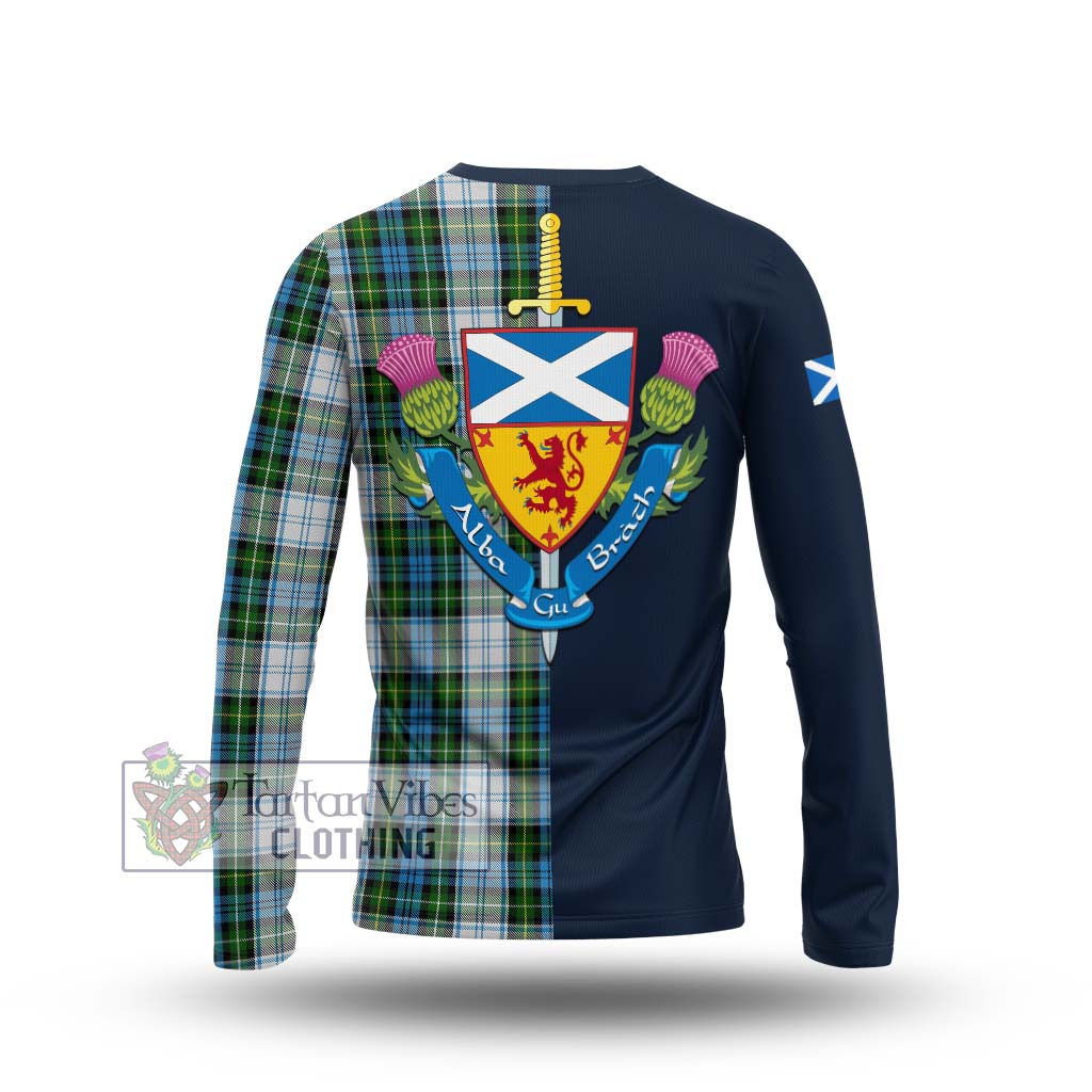 Tartan Vibes Clothing Campbell Dress Tartan Long Sleeve T-Shirt with Scottish Lion Royal Arm Half Style