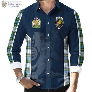 Campbell Dress Tartan Long Sleeve Button Up Shirt with Family Crest and Lion Rampant Vibes Sport Style
