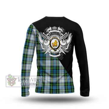 Campbell Dress Tartan Long Sleeve T-Shirt with Family Crest and Military Logo Style