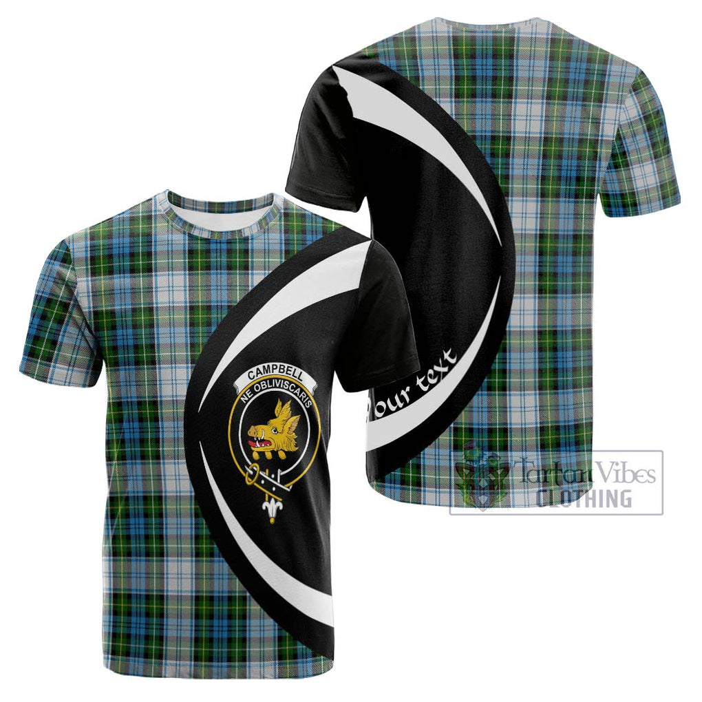 Tartan Vibes Clothing Campbell Dress Tartan Cotton T-shirt with Family Crest Circle Style