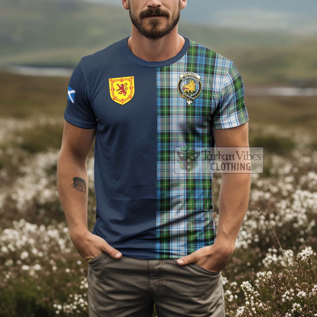 Tartan Vibes Clothing Campbell Dress Tartan T-Shirt Alba with Scottish Lion Royal Arm Half Style