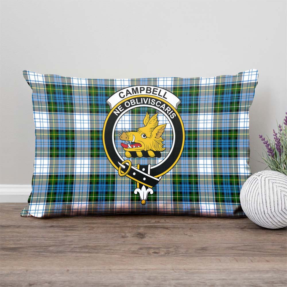 Campbell Dress Tartan Pillow Cover with Family Crest Rectangle Pillow Cover - Tartanvibesclothing