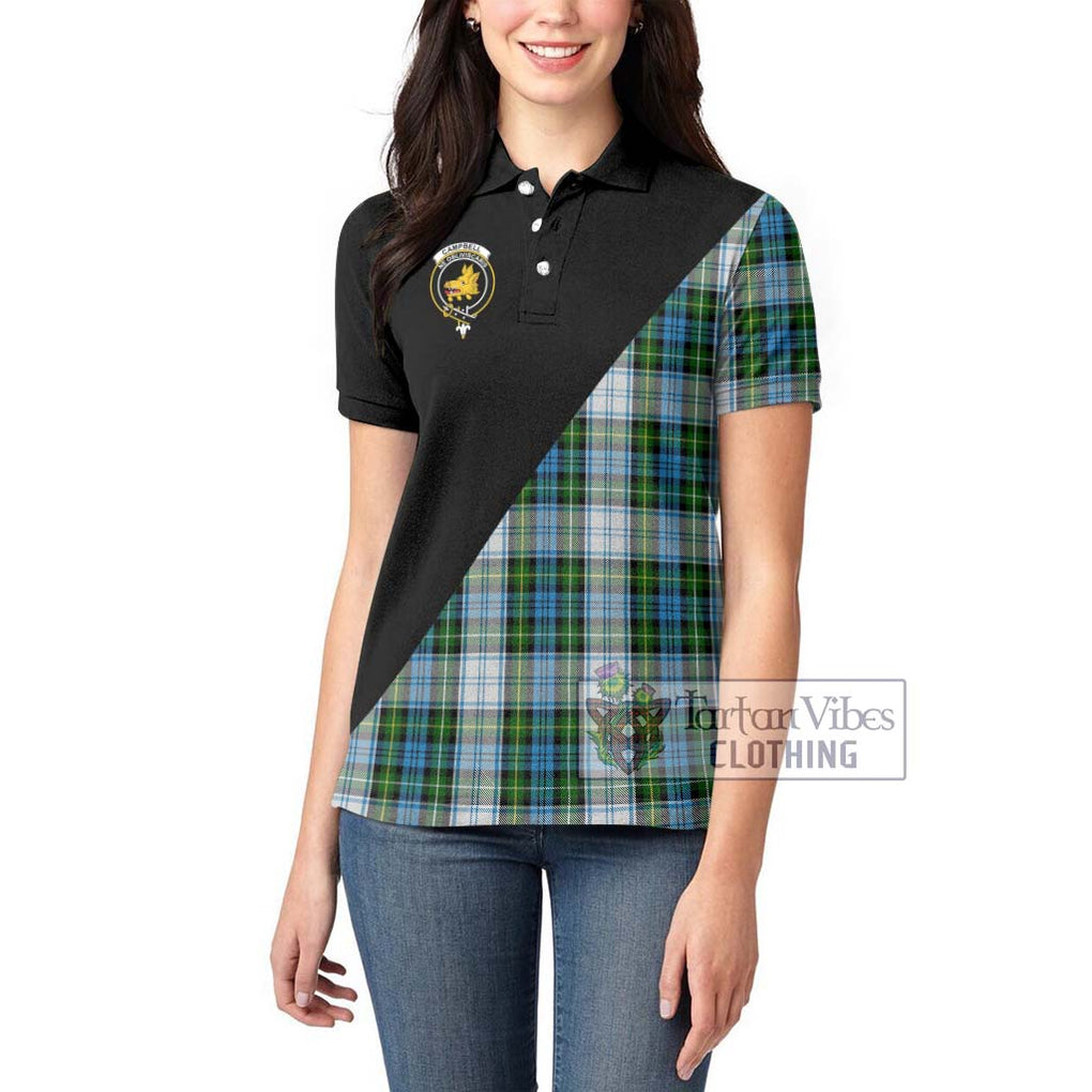 Campbell Dress Tartan Women's Polo Shirt with Family Crest and Military Logo Style - Tartanvibesclothing Shop