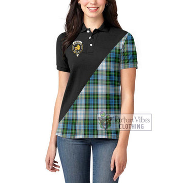 Campbell Dress Tartan Women's Polo Shirt with Family Crest and Military Logo Style