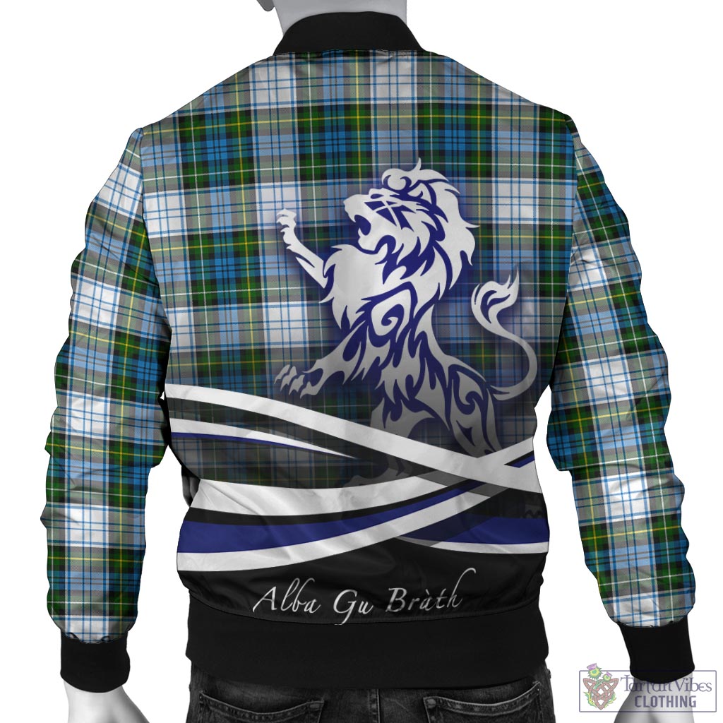 Tartan Vibes Clothing Campbell Dress Tartan Bomber Jacket with Alba Gu Brath Regal Lion Emblem