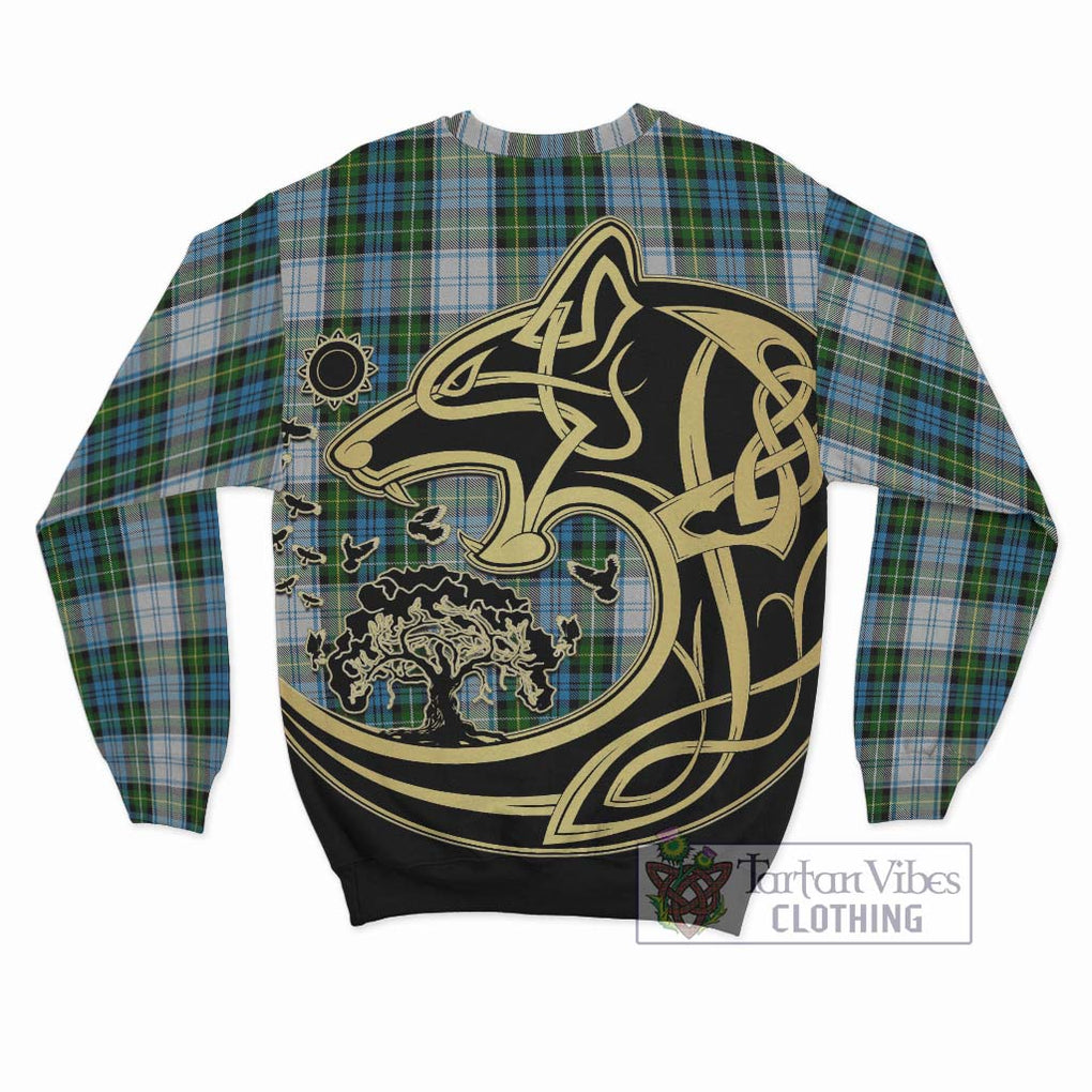 Campbell Dress Tartan Sweatshirt with Family Crest Celtic Wolf Style - Tartan Vibes Clothing