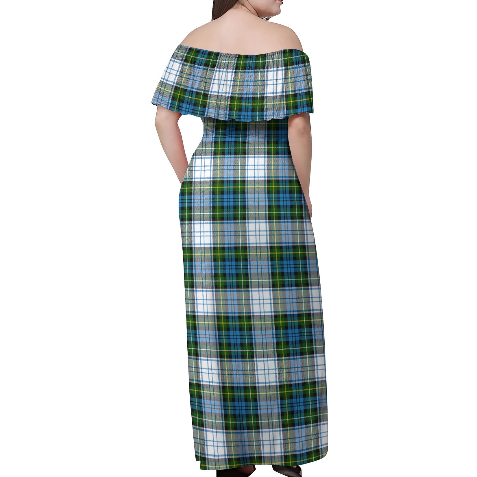 Campbell Dress Tartan Off Shoulder Long Dress - Tartanvibesclothing