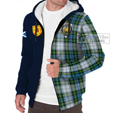 Campbell Dress Tartan Sherpa Hoodie with Scottish Lion Royal Arm Half Style