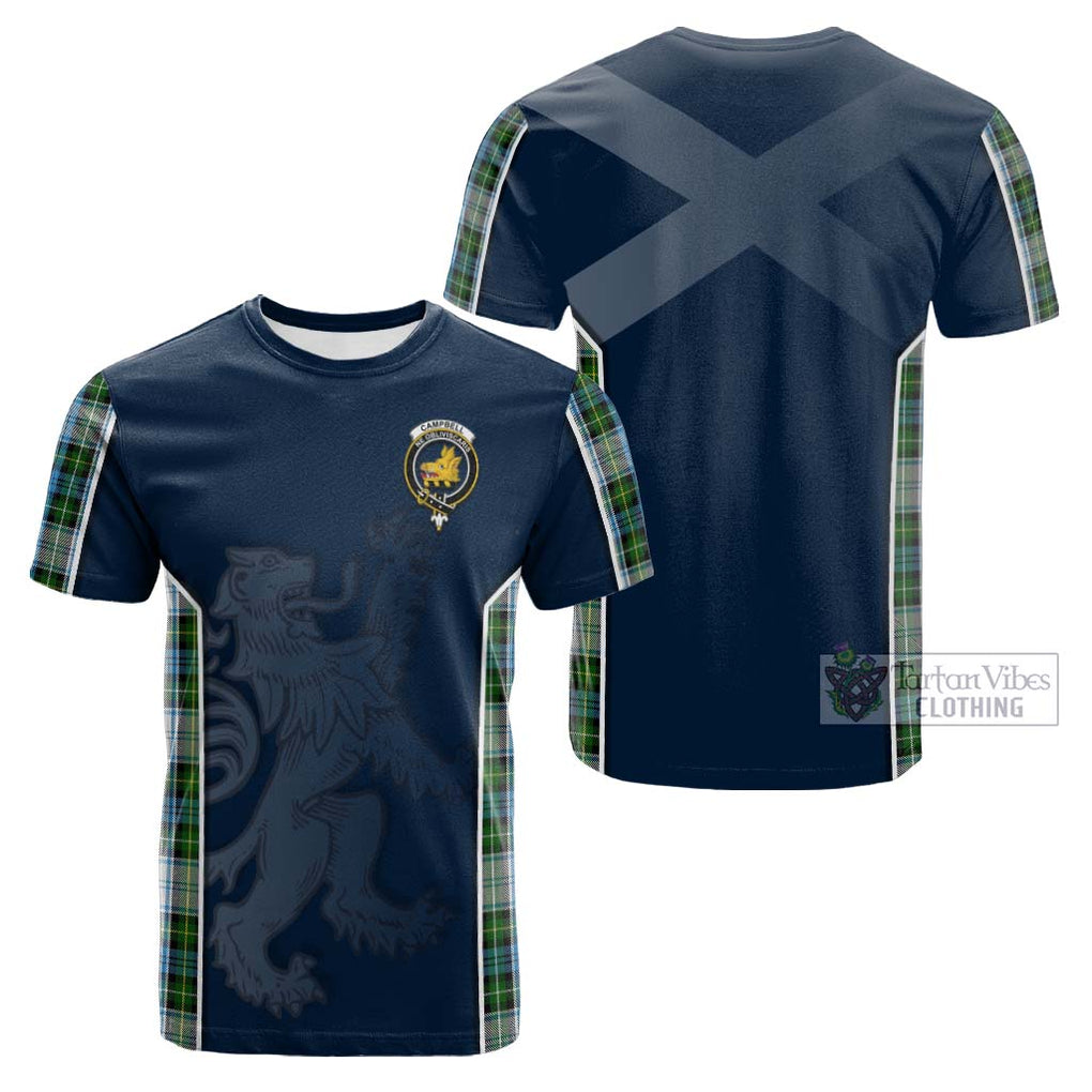 Tartan Vibes Clothing Campbell Dress Tartan Cotton T-shirt with Family Crest and Lion Rampant Vibes Sport Style