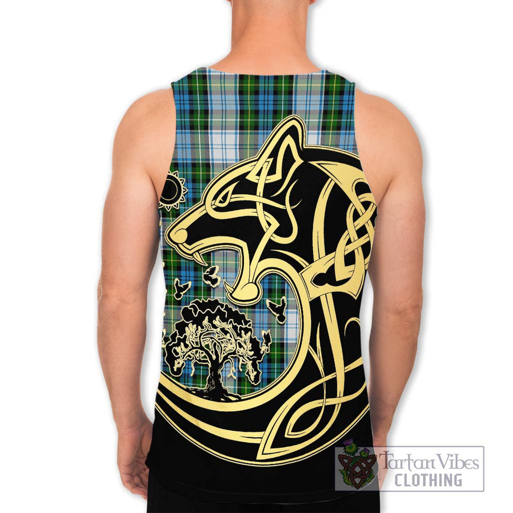 Campbell Dress Tartan Men's Tank Top with Family Crest Celtic Wolf Style - Tartan Vibes Clothing