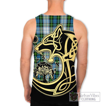 Campbell Dress Tartan Men's Tank Top with Family Crest Celtic Wolf Style