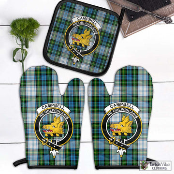 Campbell Dress Tartan Combo Oven Mitt & Pot-Holder with Family Crest