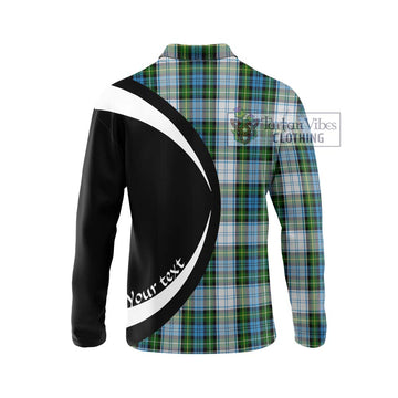 Campbell Dress Tartan Long Sleeve Polo Shirt with Family Crest Circle Style