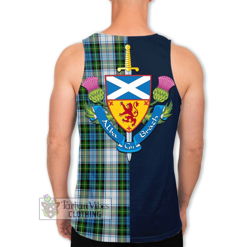 Tartan Vibes Clothing Campbell Dress Tartan Men's Tank Top with Scottish Lion Royal Arm Half Style