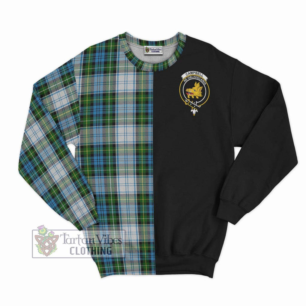 Campbell Dress Tartan Sweatshirt with Family Crest and Half Of Me Style - Tartanvibesclothing Shop