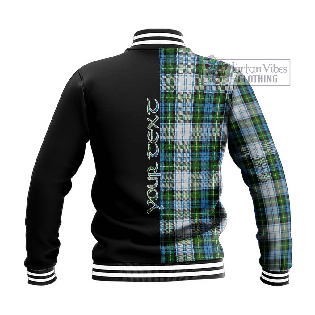 Campbell Dress Tartan Baseball Jacket with Family Crest and Half Of Me Style - Tartanvibesclothing Shop