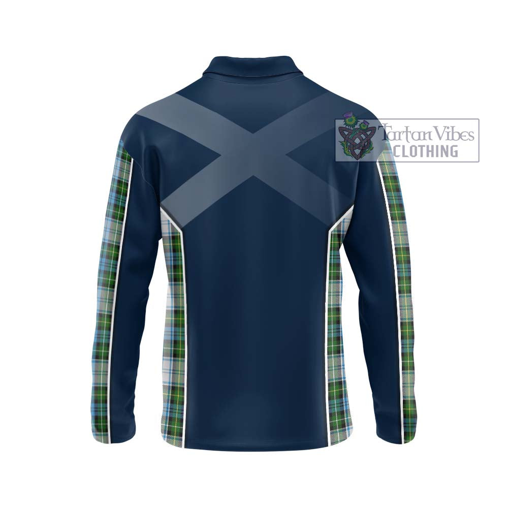 Campbell Dress Tartan Long Sleeve Polo Shirt with Family Crest and Lion Rampant Vibes Sport Style - Tartan Vibes Clothing