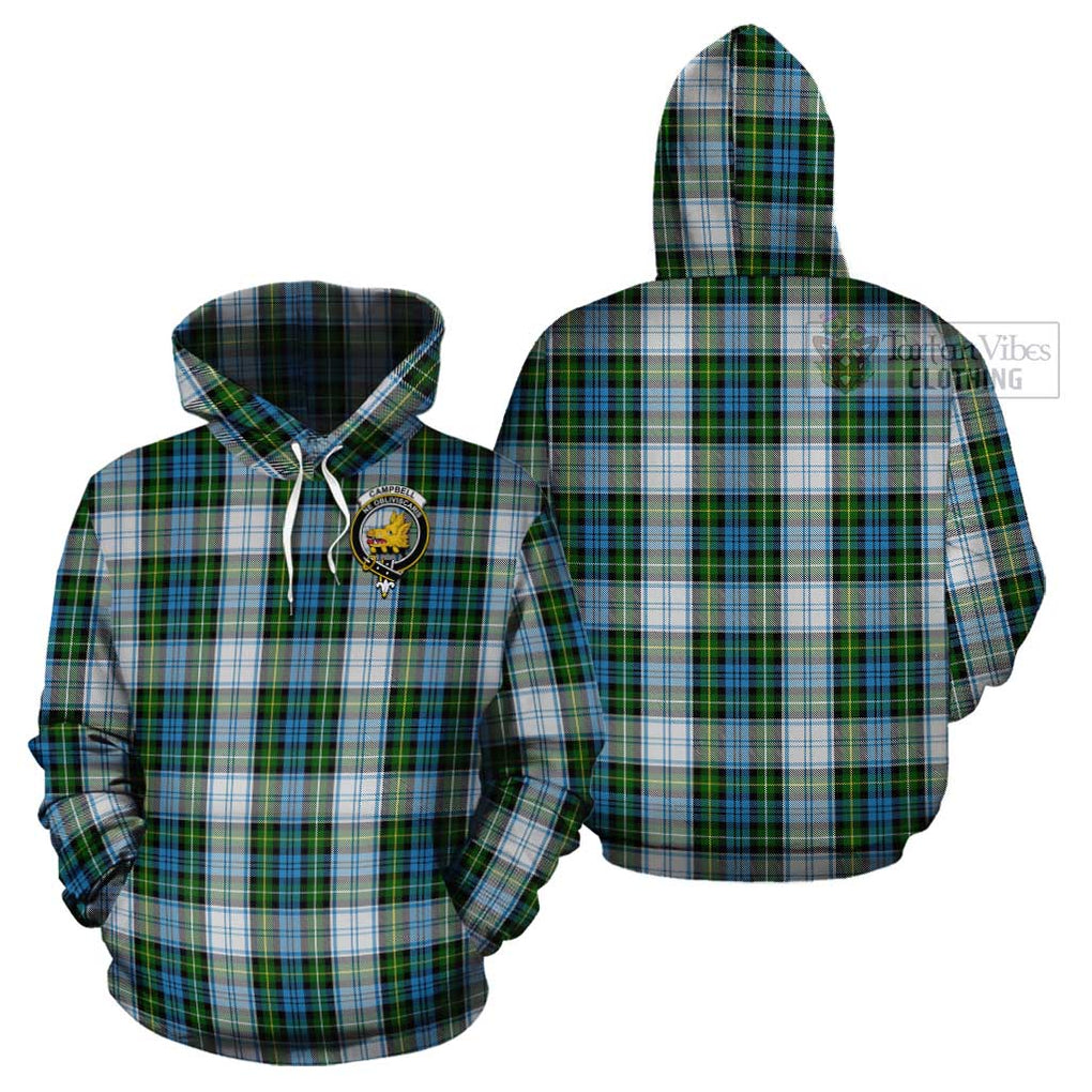 Campbell Dress Tartan Cotton Hoodie with Family Crest Pullover Hoodie - Tartan Vibes Clothing