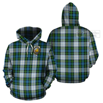 Campbell Dress Tartan Cotton Hoodie with Family Crest