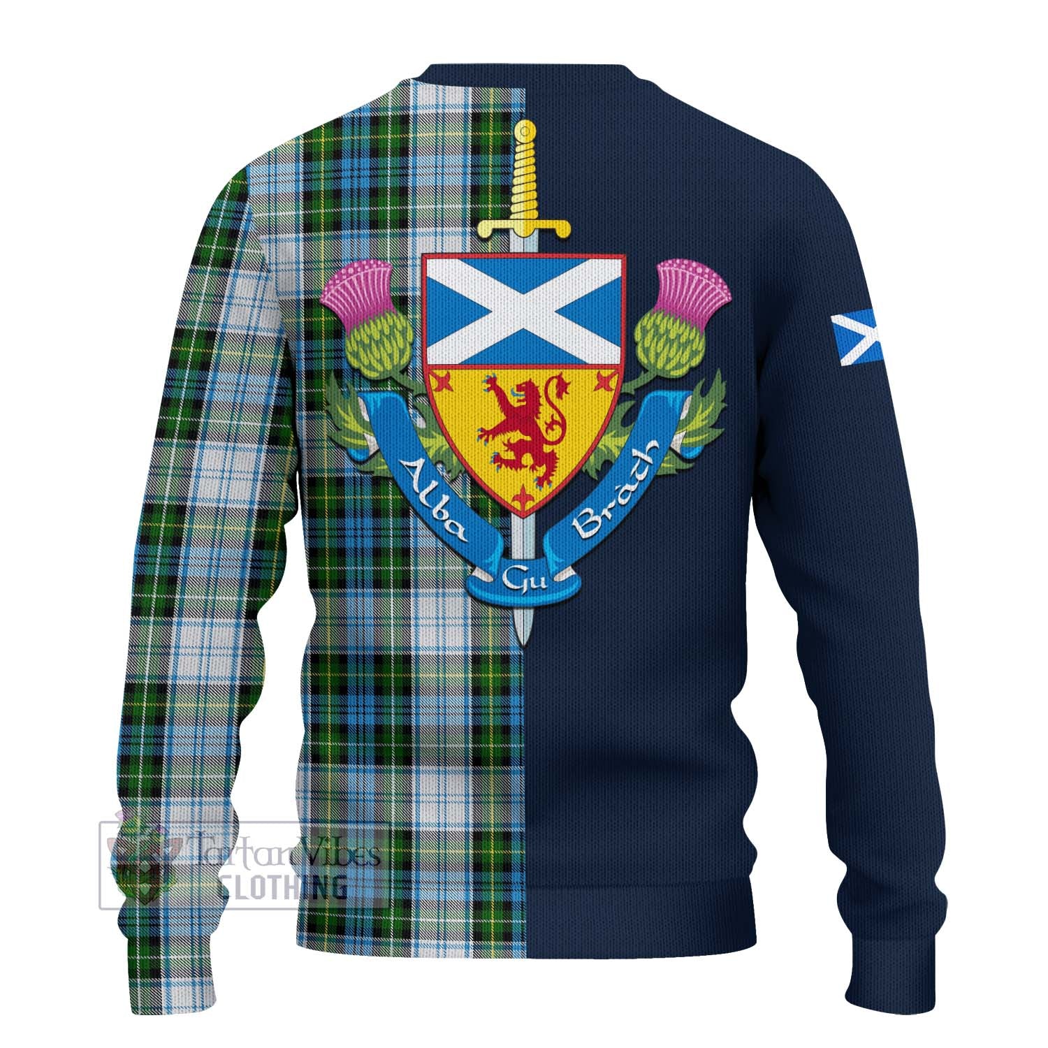 Tartan Vibes Clothing Campbell Dress Tartan Knitted Sweater with Scottish Lion Royal Arm Half Style