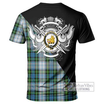 Campbell Dress Tartan T-Shirt with Family Crest and Military Logo Style