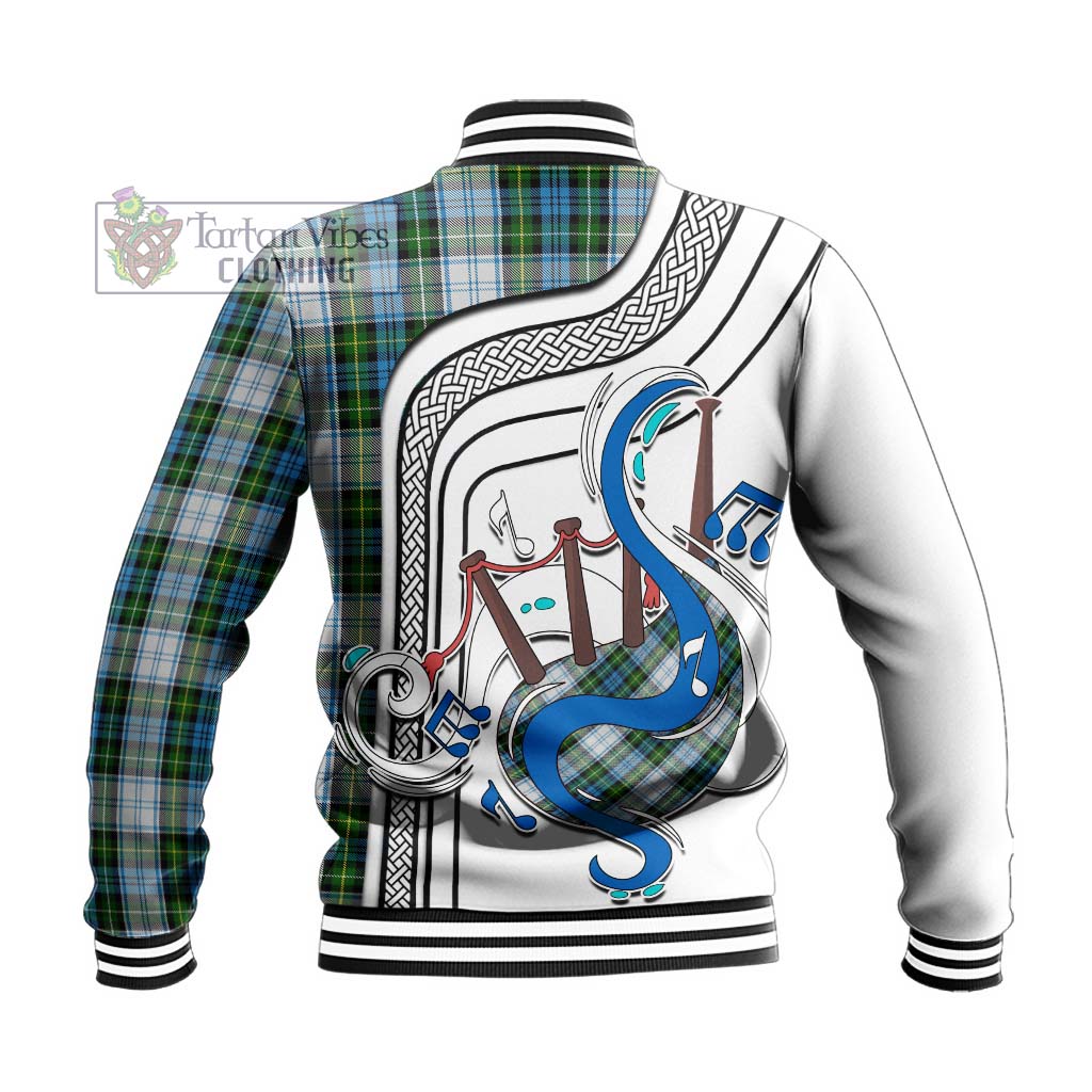 Tartan Vibes Clothing Campbell Dress Tartan Baseball Jacket with Epic Bagpipe Style