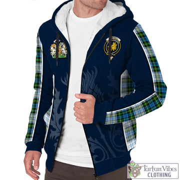 Campbell Dress Tartan Sherpa Hoodie with Family Crest and Scottish Thistle Vibes Sport Style