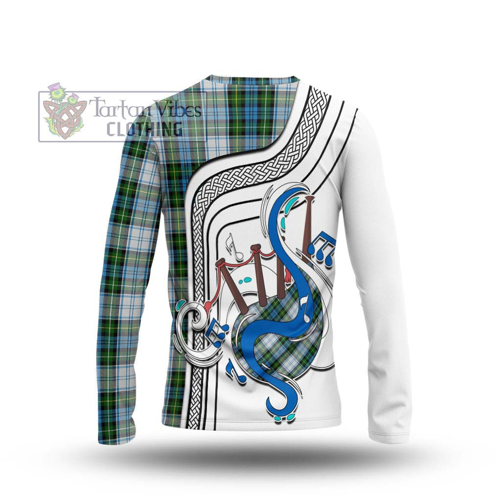 Tartan Vibes Clothing Campbell Dress Tartan Long Sleeve T-Shirt with Epic Bagpipe Style