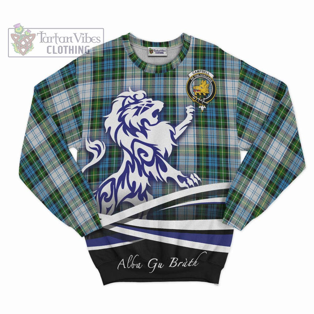 Campbell Dress Tartan Sweatshirt with Alba Gu Brath Regal Lion Emblem - Tartanvibesclothing Shop