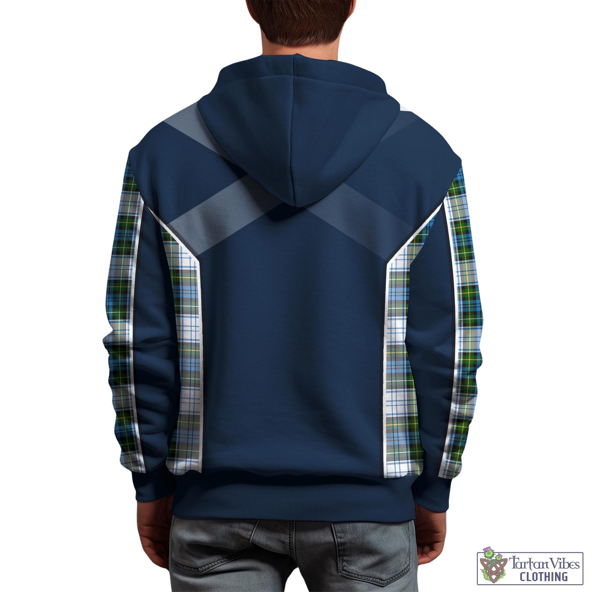 Tartan Vibes Clothing Campbell Dress Tartan Hoodie with Family Crest and Scottish Thistle Vibes Sport Style