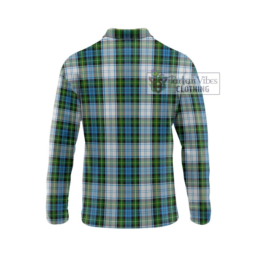 Campbell Dress Tartan Long Sleeve Polo Shirt with Family Crest DNA In Me Style - Tartanvibesclothing Shop