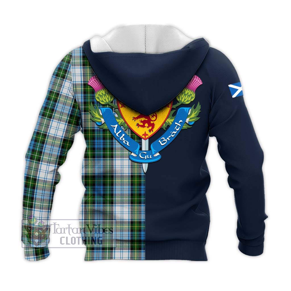 Tartan Vibes Clothing Campbell Dress Tartan Knitted Hoodie with Scottish Lion Royal Arm Half Style