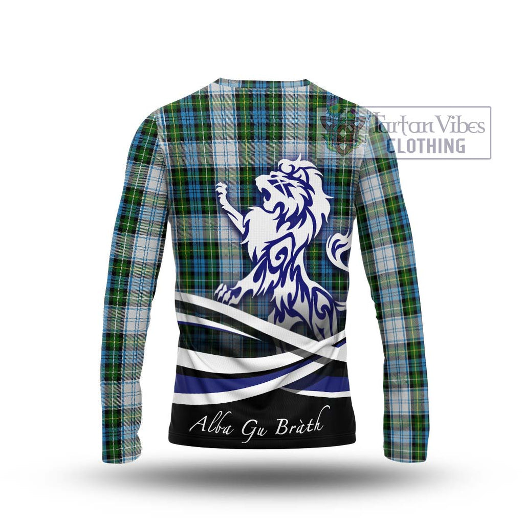 Campbell Dress Tartan Long Sleeve T-Shirt with Alba Gu Brath Regal Lion Emblem - Tartanvibesclothing Shop