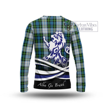 Campbell Dress Tartan Long Sleeve T-Shirt with Alba Gu Brath Regal Lion Emblem