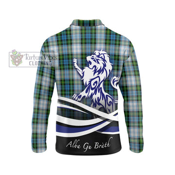 Campbell Dress Tartan Long Sleeve Polo Shirt with Alba Gu Brath Regal Lion Emblem