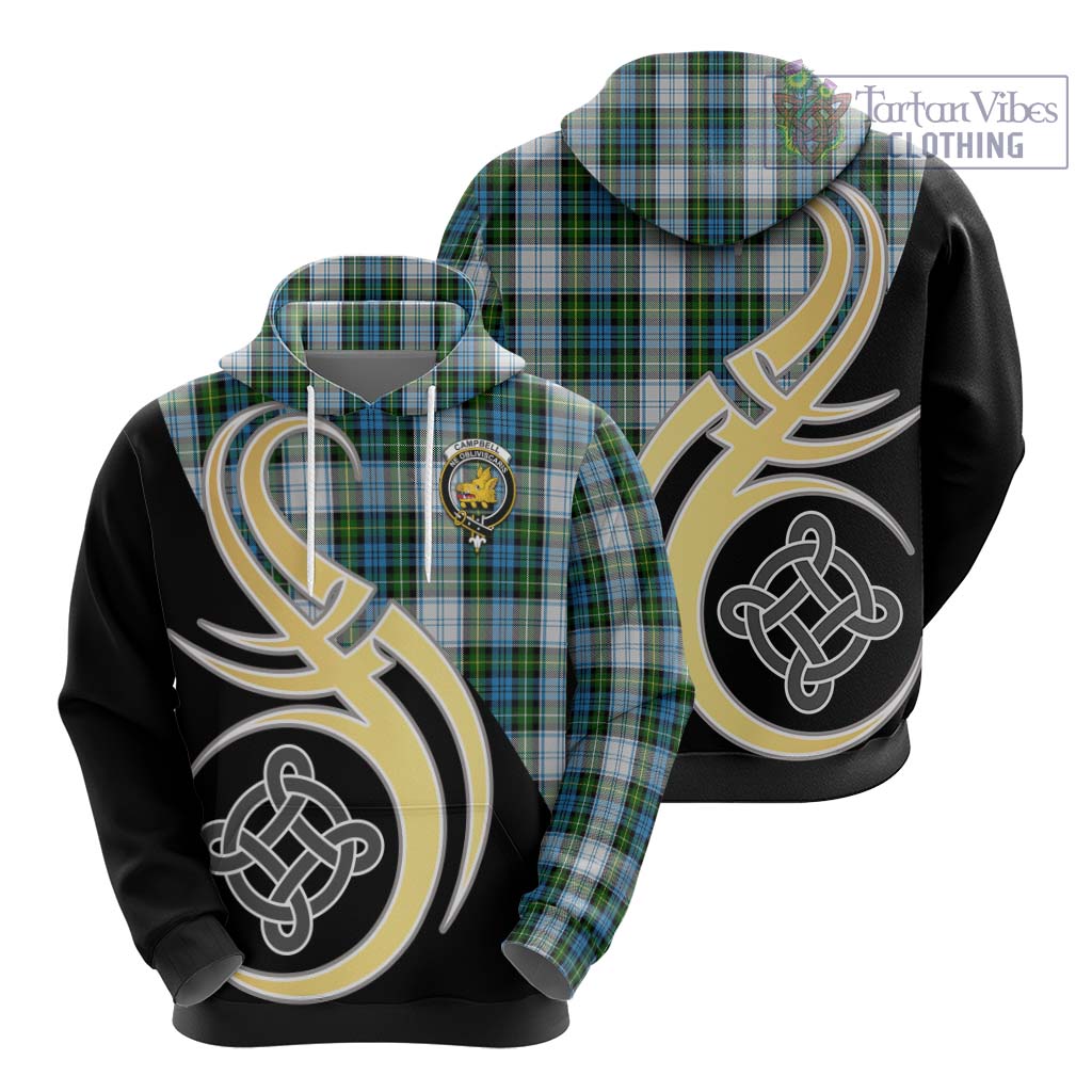 Campbell Dress Tartan Hoodie with Family Crest and Celtic Symbol Style - Tartan Vibes Clothing